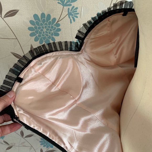 Elle Zeitoune Dress Strapless Corset Black Lace Size 6 - Picture 9 of 9